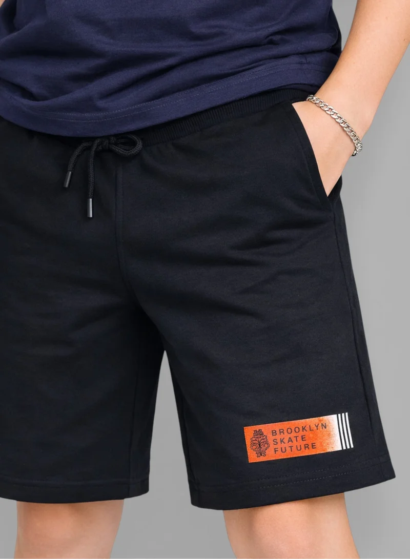 Victor And Jane  Boys Skater Graphic T-Shirt & Black Shorts Set for Men | Best Price UAE